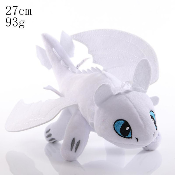 Toothless Plyschleksak Anime Hur Man Tränar Din Drake 3 Night Fury Plysch Toothless Gosedjur Leksak För Barn Gåvor DB White 27cm
