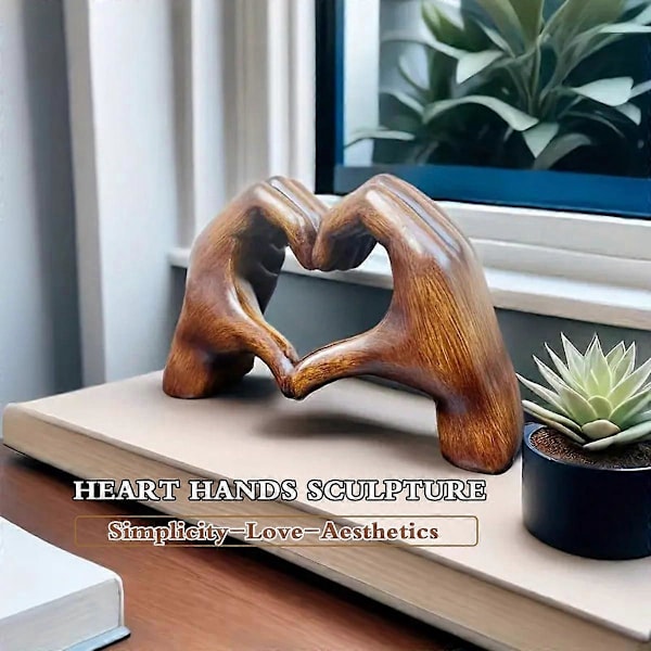 Hjerte Hender Skulptur Trehjerter Hånd Skulpturer Kjærlighetsgest Resin Statue Hjem Stue Skrivebord Ornament db 1pc