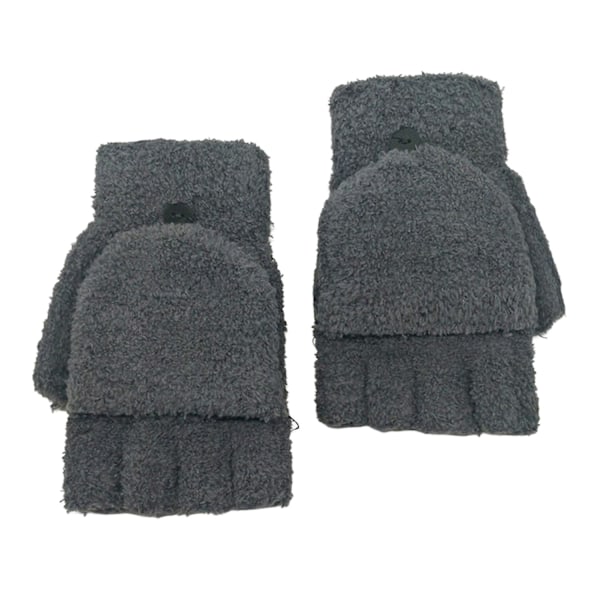 1 Par Damhandskar Halvfinger Flip Fuzzy Solid Färg Stretch Håll Varma Super Mjuka Höst Vinter db Grey One Size