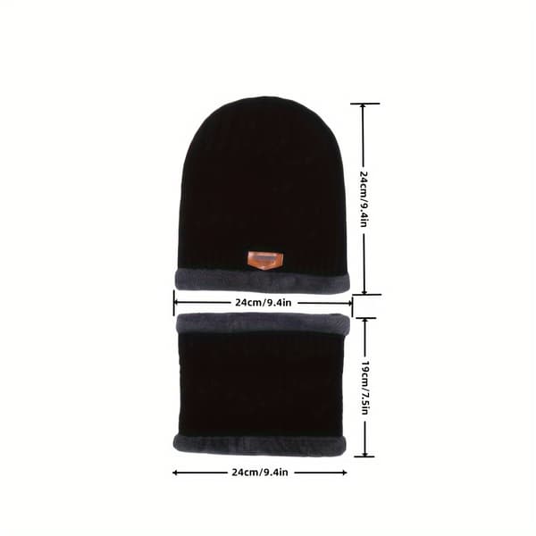 2-pack stickad vintermössa & halsduk med öronmuffar och sammet för värme, perfekt presentval Grey