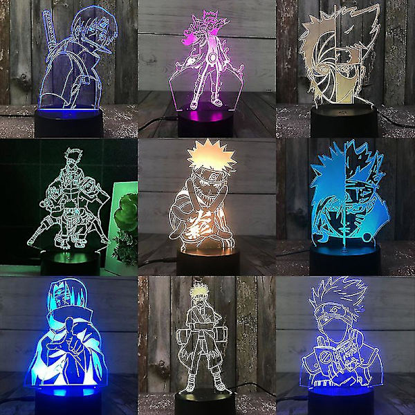 3D Natlys Naruto Team Uzumaki Naruto Sasuke Sakura Figur  LED Natlampe [DB] D 1pc