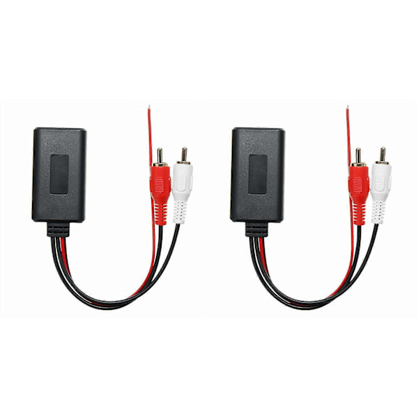 2 stk Bil Trådløs Bluetooth-modul Musikkadapter RCA AUX Lydkabel Universal 2RCA Grensesnitt Bluet [DB] Black