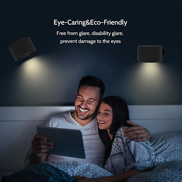 Vegglampe LED vegglampe med oppladbar batteridrift [DB] Black