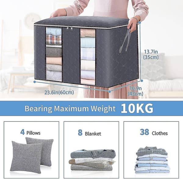 4-pak opbevaringstaske til tøj, 60 * 43 * 35 cm stor opbevaringstaske til under sengen, stor kapacitet, sammenklappelig, til [DB]