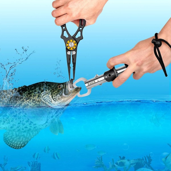 Fiske Tång, Fisk Läpp Gripper Uppgraderad Muti-funktion Fiske Tång Hook Remover Split Ring, Flugfiske Verktyg Set, Isfiske, Fiske Utrustning, Fiske