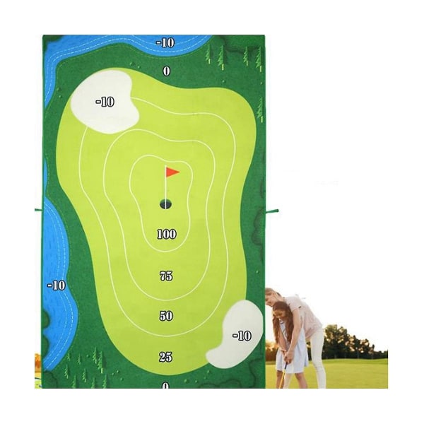 Golf Chipping Game Mat Med 16 Grip Bollar (Ingen Klubba Ingår), Golfmatta Present Till Män Barn Spela Bakgårdskontor