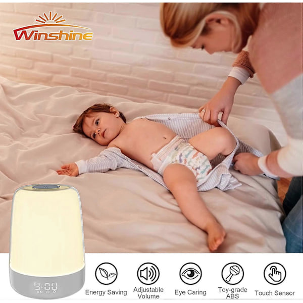 Touch Wake Up Nattlampa med Soluppgångssimulering Väckarklocka, 3 Lägen Dimbar Varmvit Sänglampa, Sömnhjälp Snooze Timer Läge [Db]
