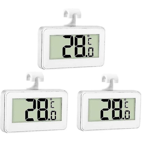 3x Køleskabs Termometer Digital Termometer Fryser Termometer Køleskab Rum Vandafvisende Fryser Termometer Med LCD Display [DB]