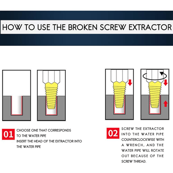 Broken Wire Dobbelthoved Extractor Glideskrue Extractor er velegnet til 1/2 tommer, 3/4 tommer (sort)