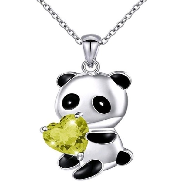 Hänge Halsband Panda Krama Hjärta Utsökt Smycken Cartoon Djur Halsband För Daglig Användning Light Green