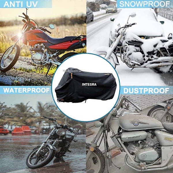 Motorcykelöverdrag Vattentätt Utomhus Alla Säsonger Dammtätt UV-skydd Moto Scooter Regnskydd för HONDA Integra NC 700 NC 750 D [Db] Black L for 180cm