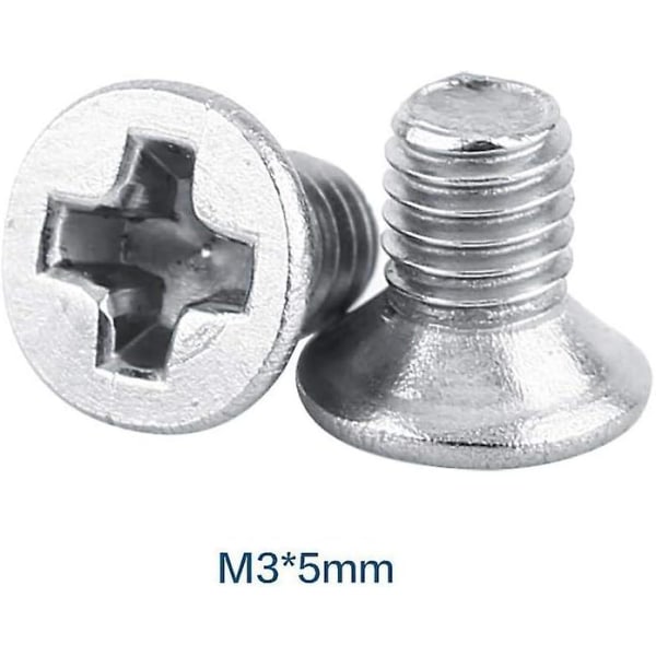 100 stk M3 Pan Head Skruer Forsenket Hodeskruer Maskinskruer Ss304 Rustfritt Stål Bolt (5mm)