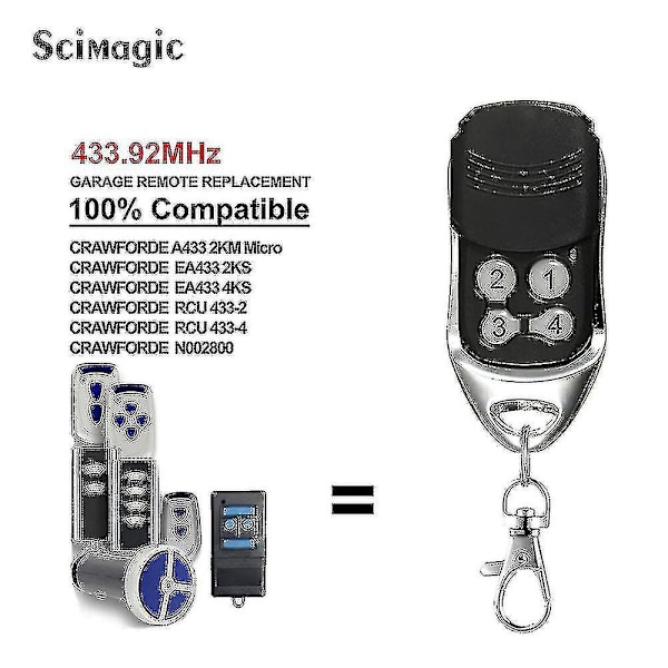 Normstahl Crawford Garagefjärrkontroll Normstahl Ea433 Fjärrkontroll för garageportar 43392mhz Rullkod Ea433 2km 2 4ks Grindsstyrning {db} Style1