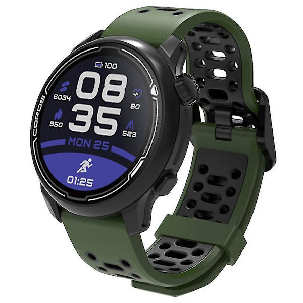 Dubbelfärgad 20mm Silikonarmband för Coros Pace 2/Garmin vivoactive 5/GarminActive 5/Venu Sq 2 {Db} Army Green Black