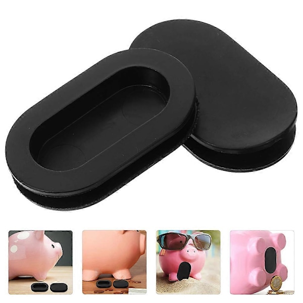 10 st Spargris Pluggar Silikon Spargris Botten Pluggar Spargris Plugglock {DB} Black 4.50X2.50X0.70CM