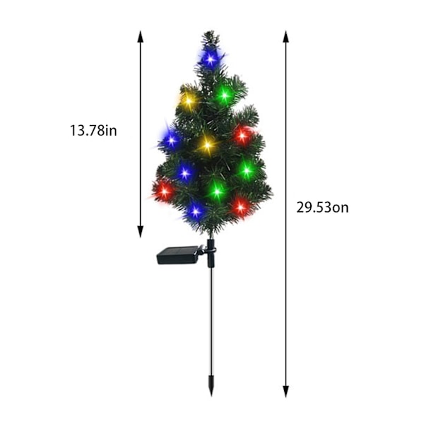Sæson- og Julepynt 2 Pak Solar Juletræ Lampe, Havepynt, Græsarealer LED Farve Lampe, Udendørs Vandafvisende [DB] Multicolor A