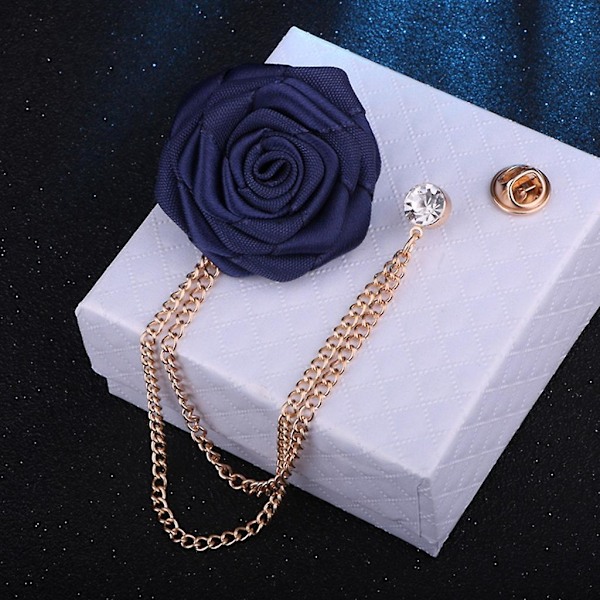 Rosblommor Lapel Nål Herrar Bröllop Handgjord Brosch Knapphål Brudgummar [DB] Blue