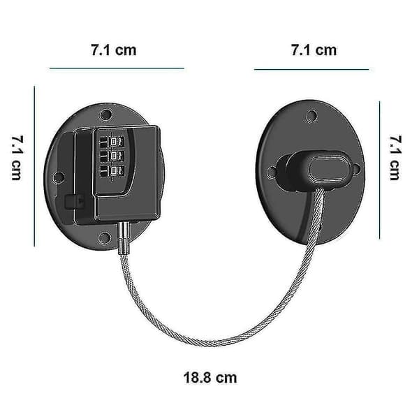 2-pack Kylskåpslås - Kraftigt Kombinationslås för Kylskåp - AH [db] Black