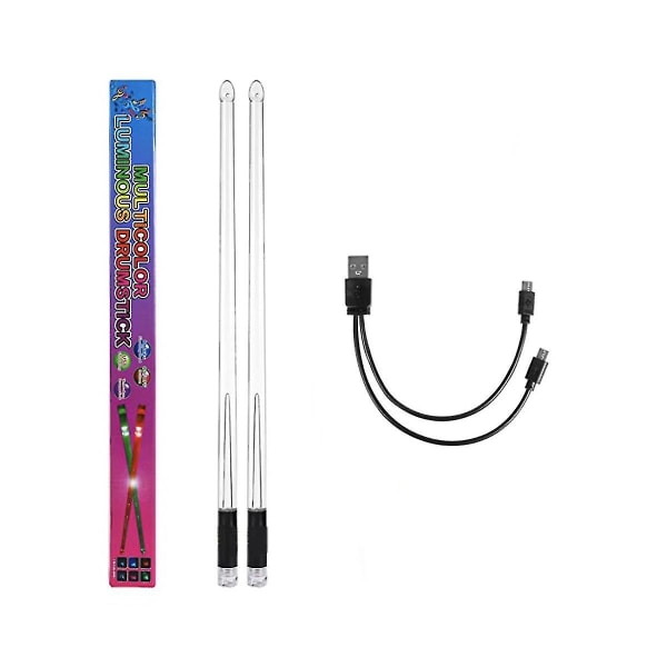 Led-valoa lähettävät rumpukapulat 15 värigradienttia Usb-ladattava + kytkin elektroniset rumpukapulat -bp [DB]