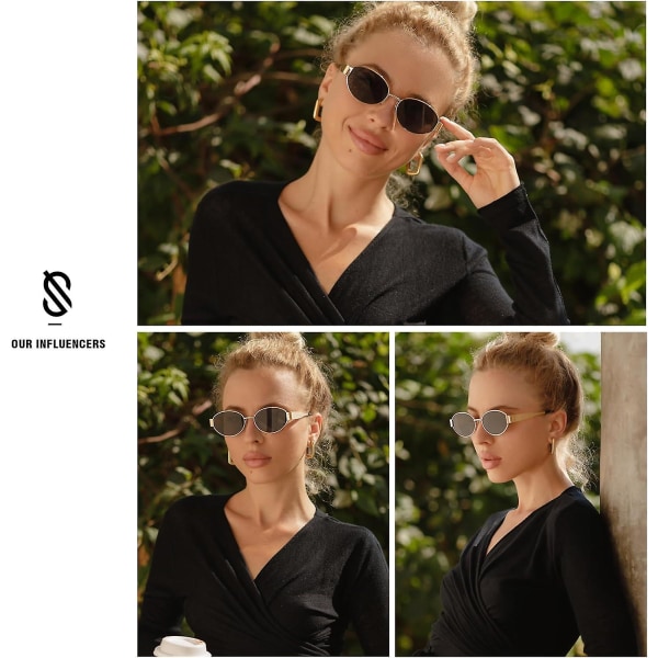 SOJOS Retro Oval Aurinkolasit yhteensopivat Naiset Miehet Trendikkäät Aurinkolasit Classic Shades UV400 Suoja SJ1217_SSDLV DB Shiny Black-Grey