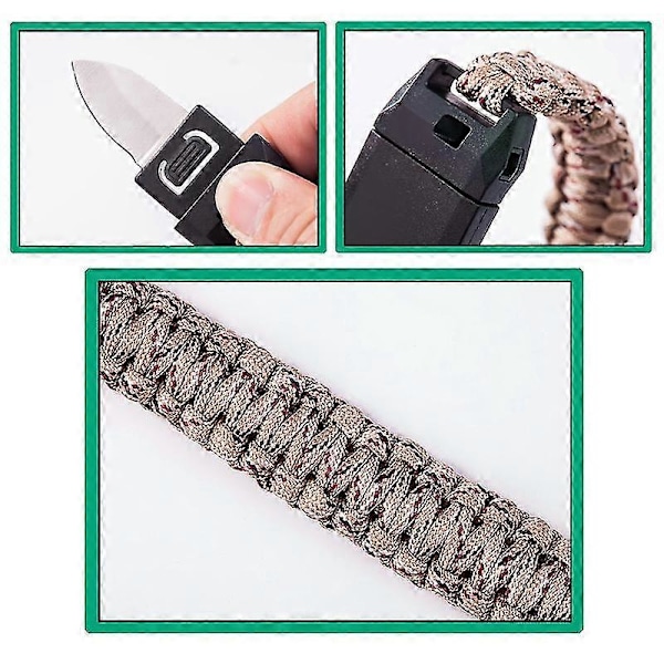 2 st Paraplyrep Armband Nödrep Med Överlevnads Visselpipa Och Kniv För db A