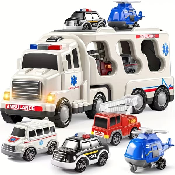 5-i-1 Lysende Musik Ambulance Legetøjsbilsæt [DB] A