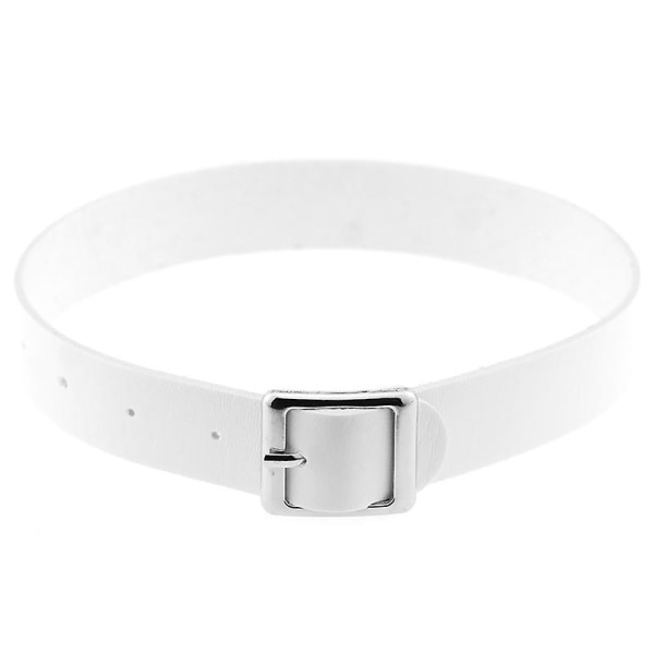 Halsband Punk Retro Faux Läder Spänne Choker Halsband För Dating White