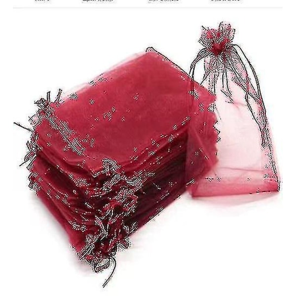 100 stk. Bundtbeskyttelsespose 17x23cm Drue Frugt Organza Pose Med Snøre Giver Total Beskyttelse DB Red 20*30CM