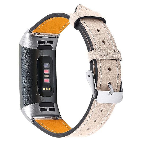 For Fitbit Charge 4/3 Klokkereim Ekte Lær Smart Klokkebånd Erstatning [DB] Apricot Style L Fitbit Charge 4