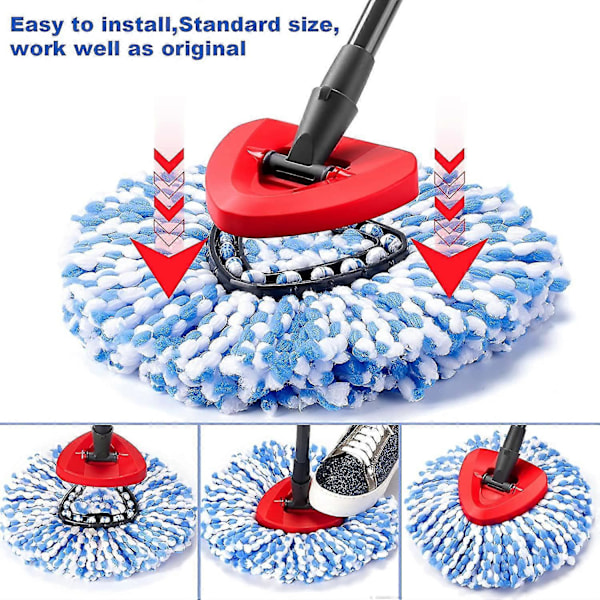 Spin Moppe Udskiftningsbase Kun Til Ocedar Rinseclean 2 Tank System Spin Moppe Hoveder Udskiftningsbase Til O Cedar Moppe Udskiftningshoved [db] Blue 4 Pack
