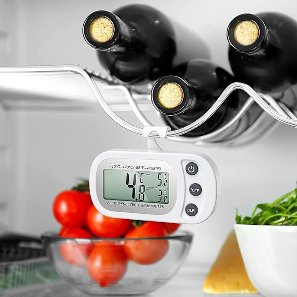 2 stk Frigidaire Kjøleskapstermometer, Digital Frysertermometer Med Henger, Lett Å Lese LCD-Skjerm, Perfekt For Hjemmet, db