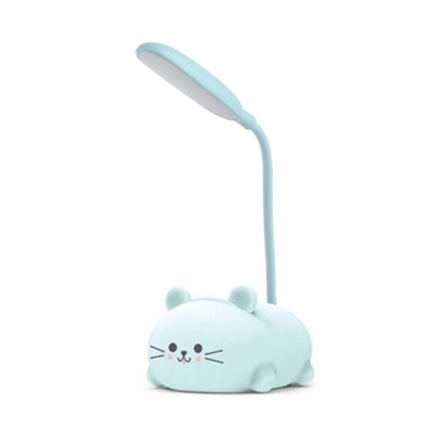 Skrivbordslampa för barn, ögonvänlig läslampa, justerbar svanhals, USB-laddning DB Blue