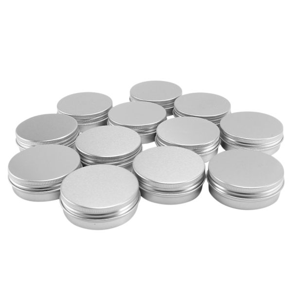 12 x 50 ml aluminium make-up dåser 50 ml kapacitet tomme små kosmetiske/stearinlys/ dåser krukker