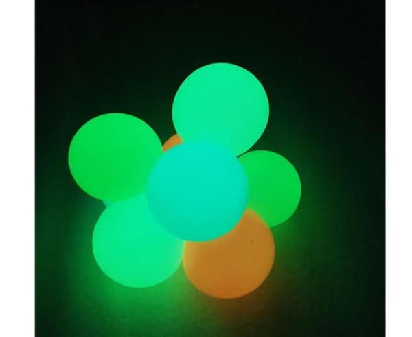 Loftbolde, Drømmebolde, Hopper tilbage til dig, Glød i mørket Klæbrige bolde, der klæber til loftet, Fluorescerende (12 stk.) [YJD]