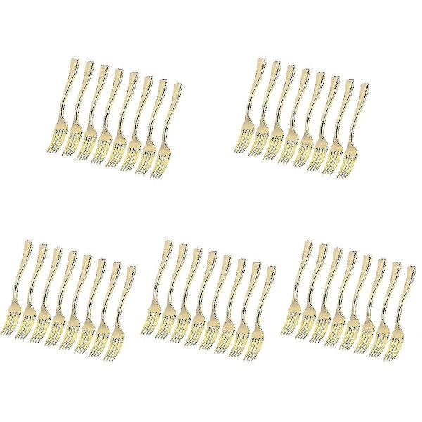 120 stk Engangs Mini Gaffler Frukt Dessert Pudding Gaffler Festutstyr For Restaurant Ktv (gull) [DB] 120 pcs