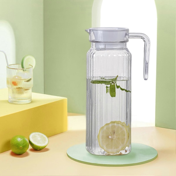 2 st Kylskåpsglas Vattenkanna med Lock Livsmedelsgodkänd Spillfri Pipdesign Transparent Kaffe Mjölk Juice Tillbringare Db
