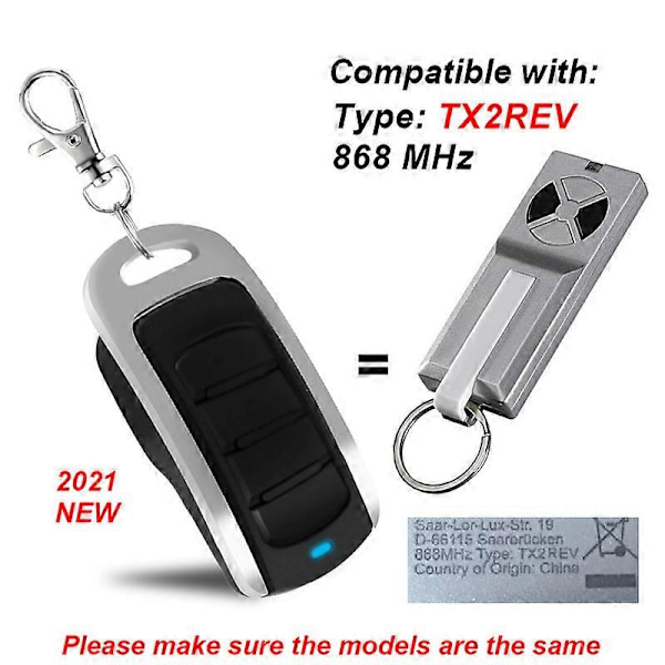 Chamberlain TX2REV Garasjeport Fjernkontrollåpner For Erstatning Håndholdt 868MHz Port Nøkkelbrikke Sender {Db}