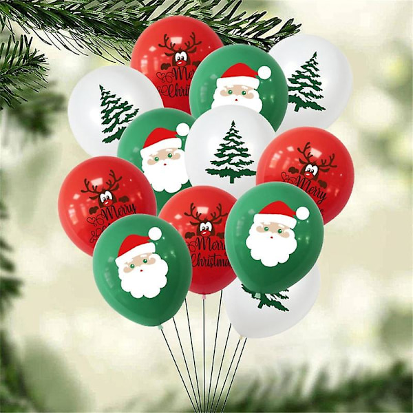1 Set Konfettiballonger Glad Jul Tryck Lätt att Hänga Emulsion Jultomte Girlang Ballonger [DB] 3