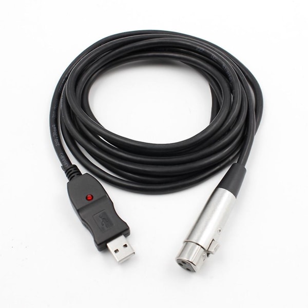 3m USB hann til XLR hunn mikrofon USB mikrofon koblingskabel ny [DB] black