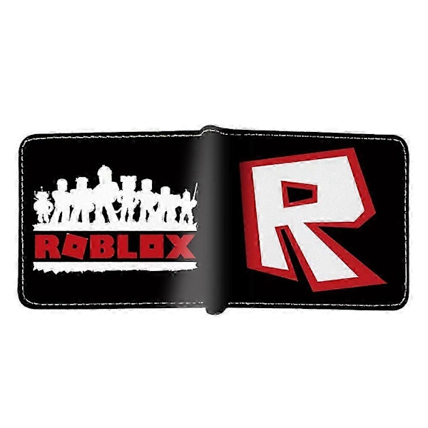 Roblox PU Lær Lommebok Barn Gutter Jenter Kort Bi-fold Lommebøker Kortholder Myntveske [DB] B