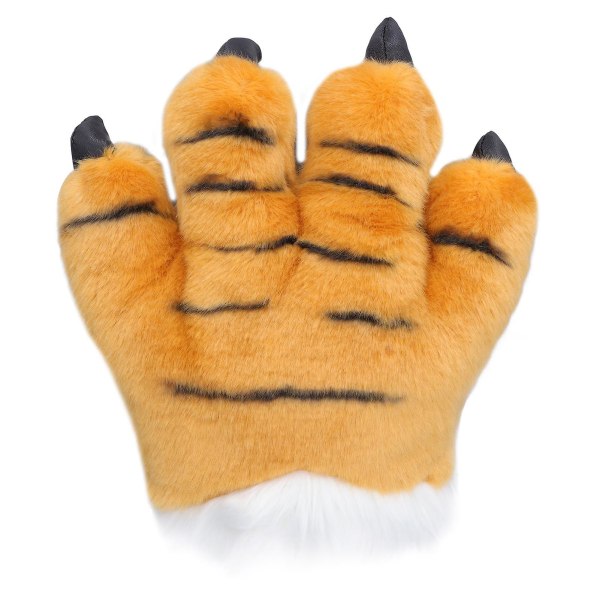 Simulering Dyreklohansker Cute Tiger Claw Plysjhansker Werewolf Costume Hansker [DB] Yellow