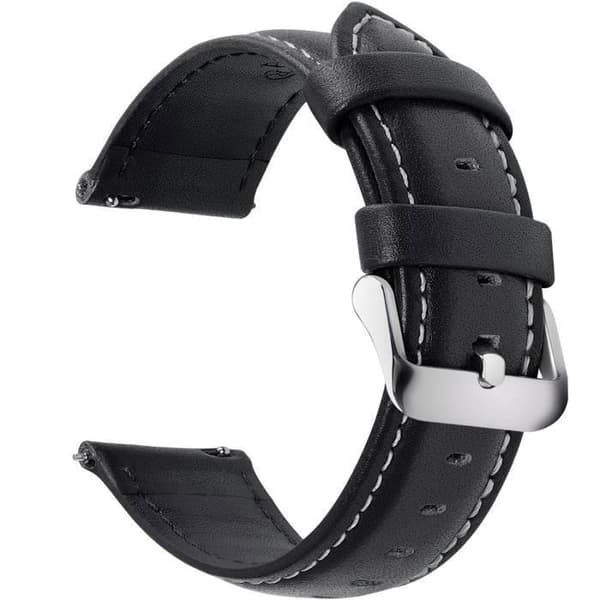 Fullmosa Ægte Læder Urrem til Smartwatches, 18mm, Quick Release til Mænd og Kvinder, Sort[DB]