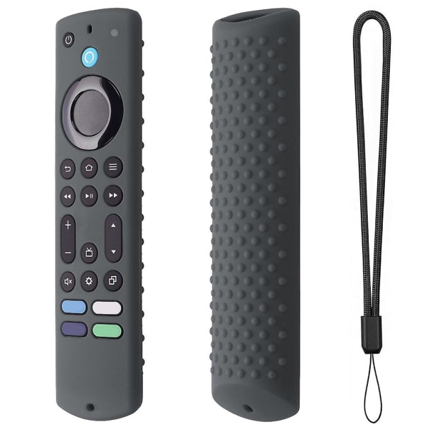 Silikondeksel for Fire Stick 4k 2023/fire 55\" 4serie 4k Fjernkontroll Beskyttende Deksel Anti-skli Bokspose Anti-smuss Erme [DB] Dark gray