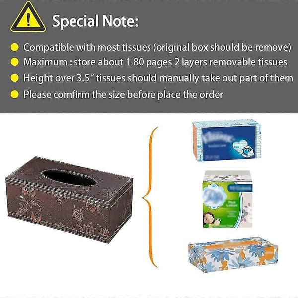 PU Läder Ansiktsservettboxhållare Standardstorlek Servettboxskydd [DB] Bud