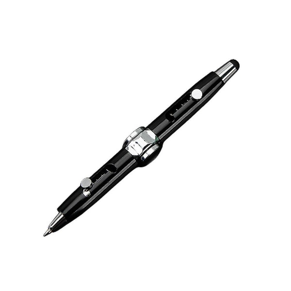 Multifunktionel Fidget Pen Metal Shell Kapacitiv Pen Fidget Spinner Legetøj Anti Stress kuglepen til børn Voksen db Black