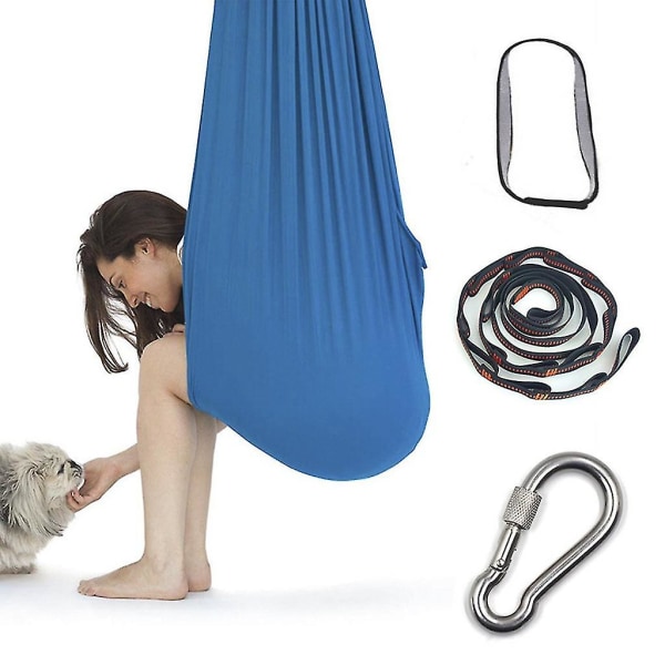 2022 Nyt Aerial Yoga Swing Sæt & Hængekøje Kit Til Fleksibilitet & Smertelindring [DB] Light blue 150*280CM