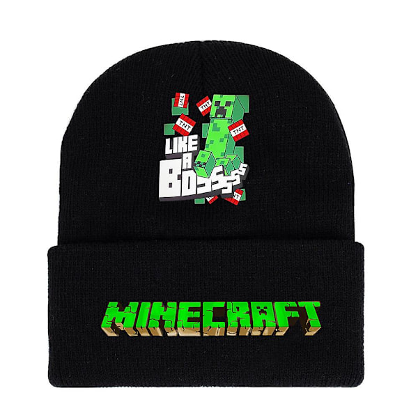 2024 Minecraft Spil Trykt Beanie Strikket Hat Børn Drenge Piger Unisex Trend Klassisk Vinter Uldig Varmt Ski Hat Vend Op Gave DB D