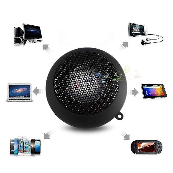Mini-kaiutin Kannettava Latautuva Matkakaiutin Aux-tulolla Johdollisella 3,5 mm Kuulokeliittimellä [DB] black