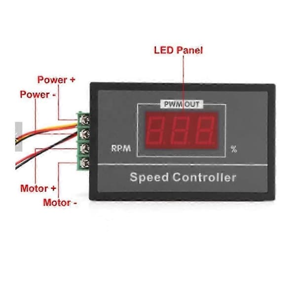 PWM DC Motor Hastighetskontroller med Digitalt Display 30A PWM Justerbar Hastighet Trinnløs Regulator [DB] As shown