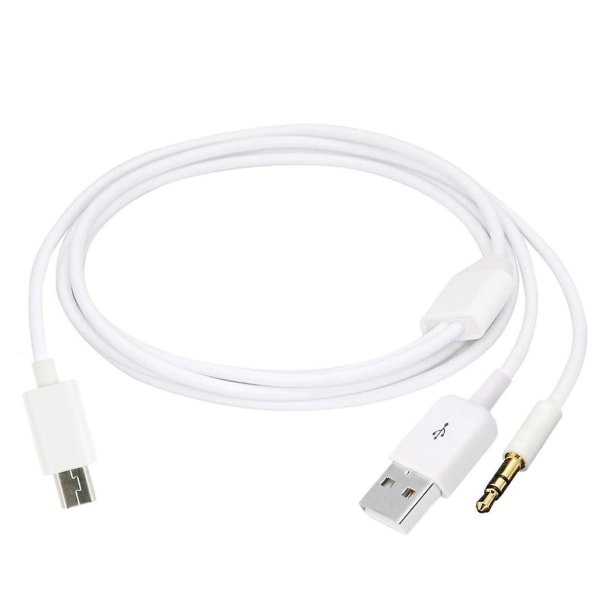 Gullbelagt USB-ladeledning til Mini B hann- og 3,5 mm-plugger lydkabel 100 cm [DB] White